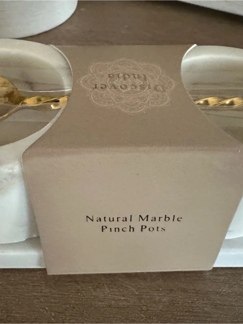 Natural Marble Pinch Pots with Gold Spoons - Home Kitchen
